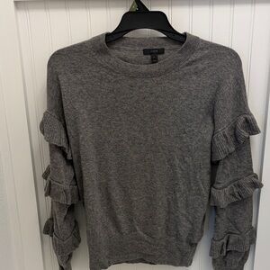 J. Crew Heather Gray Ruffle Sleeve Top